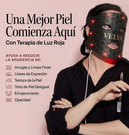 Máscara Facial LED con Terapia de Luz Roja | VELVA