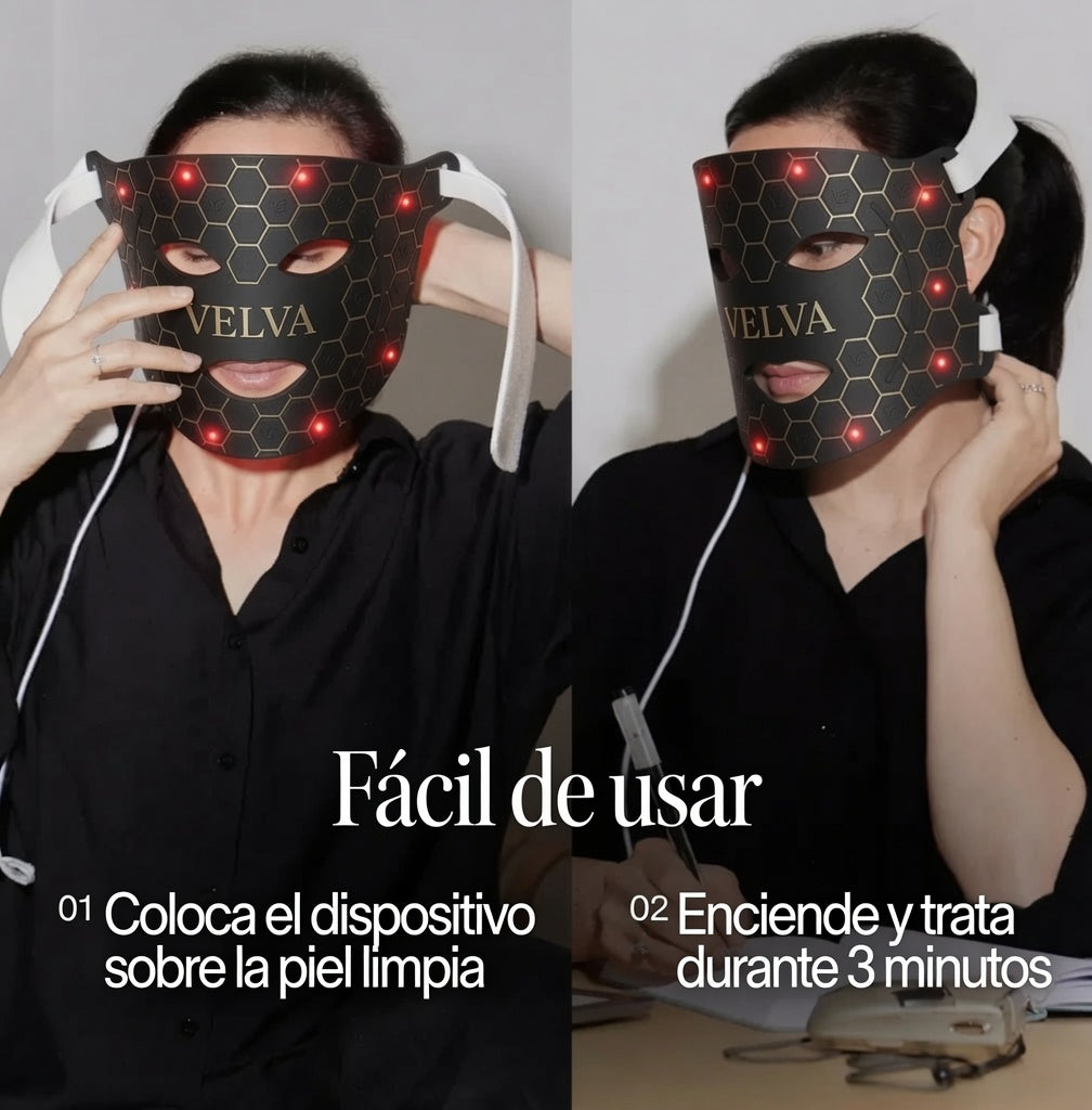 Máscara Facial LED con Terapia de Luz Roja | VELVA