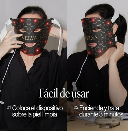 Máscara Facial LED con Terapia de Luz Roja | VELVA