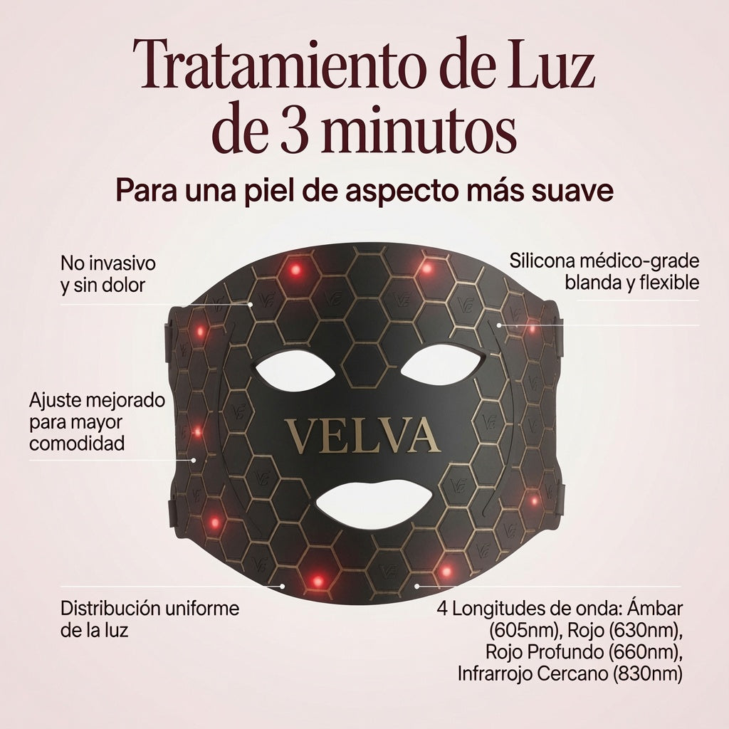 Máscara Facial LED con Terapia de Luz Roja | VELVA